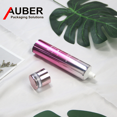 Bamboo grain cap for skincare plastic tube packaging