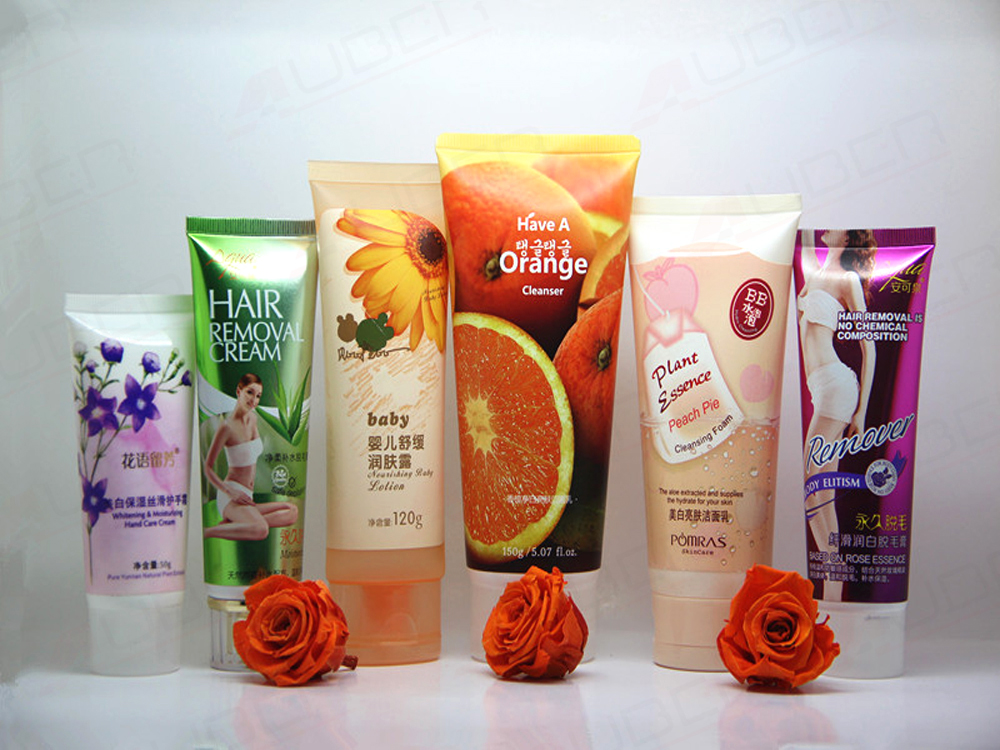 The sample show of cosmetic tubes.