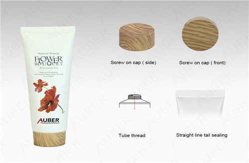Auber18320063 Plastic Laminated Tube in Dia.40mm for Facial Cleanser with Wood Texture Screw On Cap