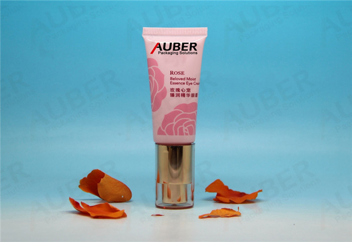D35mm Cosmetic Tube Packaging with Special Shaped Tail and Octagonal Cap D25mm Cosmetic Pump Tube with Gold Pump Head