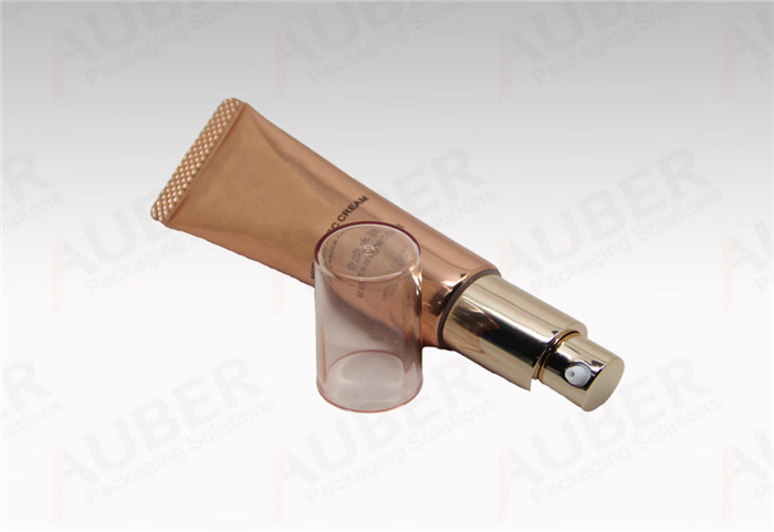 D25mm Cosmetic Tubes Packaging with Metalized Gold Pump for CC Cream D25mm Cosmetic Tubes Packaging with Metalized Gold Pump for CC Cream