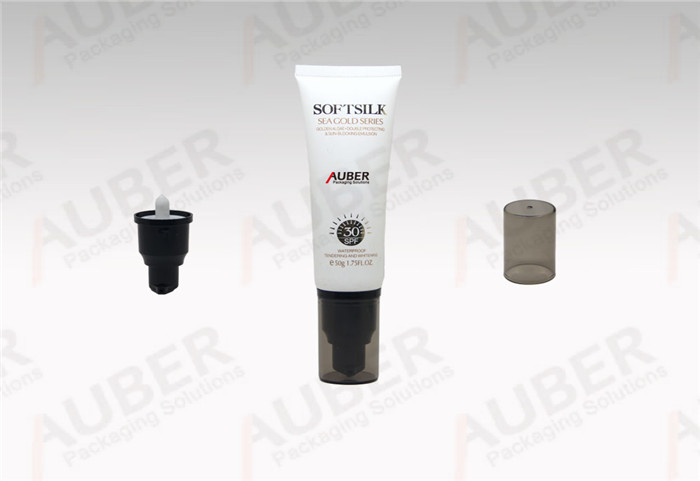 D25mm blue ABL pump tube packaging with transparent cap for Washing Foam D30mm white airless pump tubes with color transparent cap for Sunscream