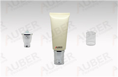 d35mm yellow airless pump tubes with silver natural cap for suns cream
