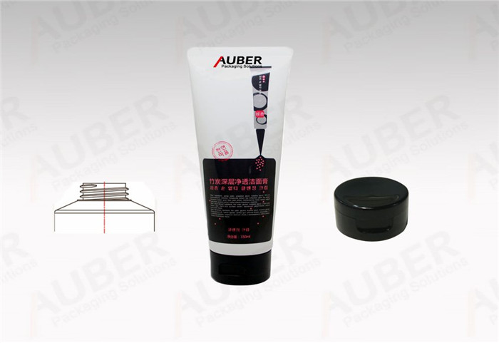 D35mm Cosmetic Tube Packaging with Special Shaped Tail and Octagonal Cap D45mm Plastic Laminated Tube with Black Flip Top Cap for Bamboo Facial Cleanser