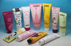 plastic squeeze tubes with different caps for hand cream