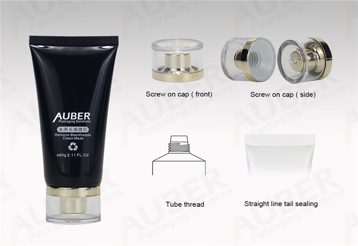 D35mm Black Facial Mask Tubes with Acrylic Screw On Cap