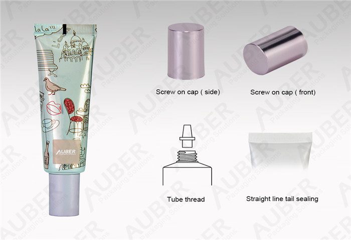 D25mm High Glossy Metal Cosmetic Tubes with Metalized Screw on Cap