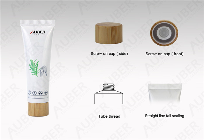 D25mm White BB Lotion Packaging Tube With Bamboo Screw On Cap