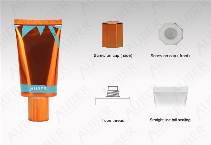 D35mm Flat High Gloss Tube Cosmetic Packaging With Metallized Screw On Cap
