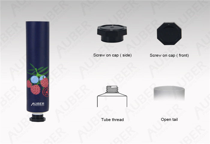 D25mm Aluminum Cosmetic Tubes With Black Octagonal Cap