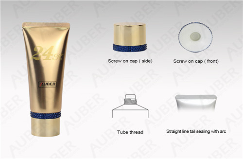 D40 Gold High Glossy Cosmetic Tube Supplier with Gold Metallized Cap