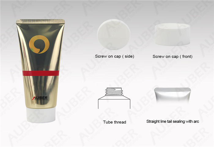 D40mm Gold High Glossy Cleanser Tubes with White Screw On Cap