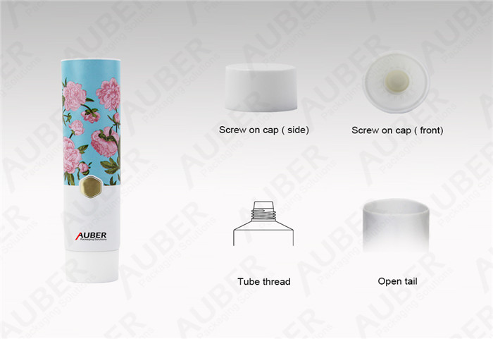 Auber D35mm Flower Aluminum Hand Cream Tube Cosmetic Packaging with White Screw On Cap