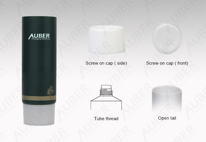 Auber D35mm Packaging Plastic Tube for Hair Conditioner with White Screw on Cap